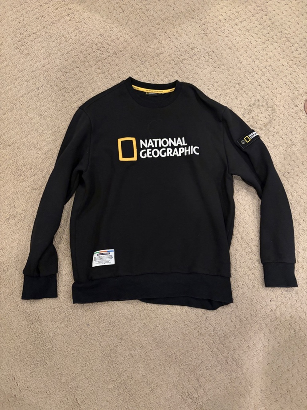 National Geographic Black Crewneck Sweatshirt with Yellow Logo